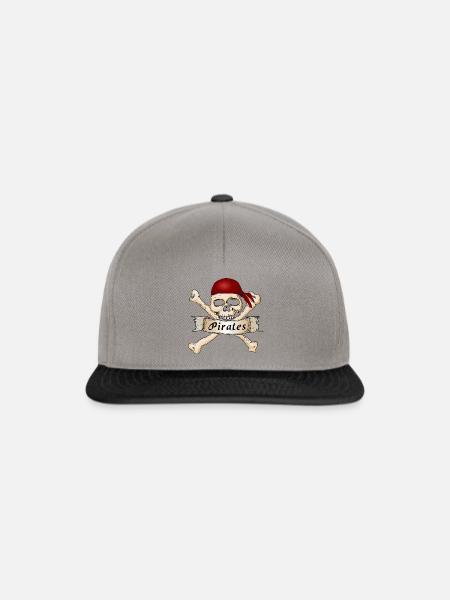 piratenkopf mit mütze und knochen - Snapback Cap - Graphit/Schwarz