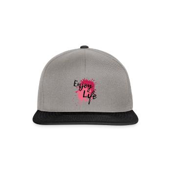 Splash Enjoy Life Red Pink Farbspritzer Geschenk - Snapback Cap - Graphit/Schwarz - Vorne