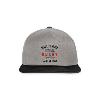 T-shirt sweat Rugby Haka - Casquette snapback - gris graphite/noir - Devant