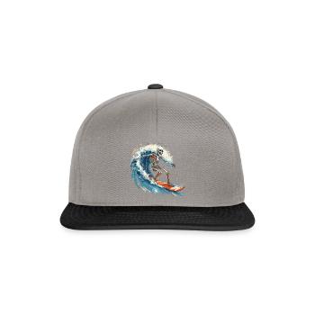 Skeleton Surfing Surfboard Vacation Beach - Snapback Cap - graphite/black - Front