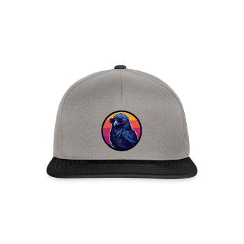 Rabe mit Sonnenbrille - Vintage Sunset - Snapback Cap - Graphit/Schwarz - Vorne
