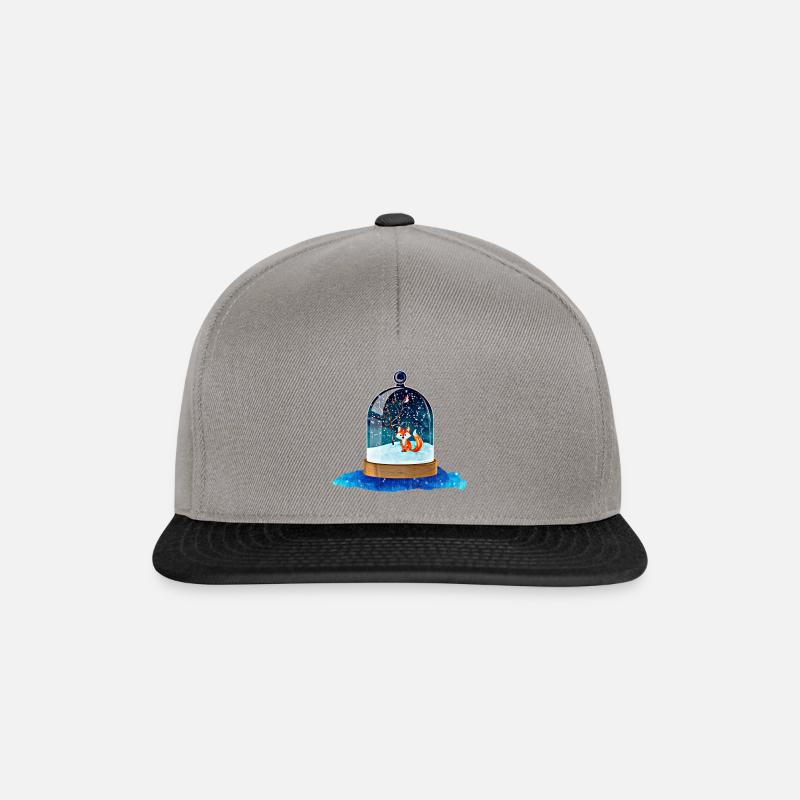 Weihnachtliche Schneekugel mit Fuchs - Snapback Cap - Graphit/Schwarz