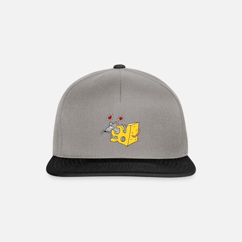 kleine Maus liebt Käse Herzchen süß Liebe Geschenk - Snapback Cap - Graphit/Schwarz