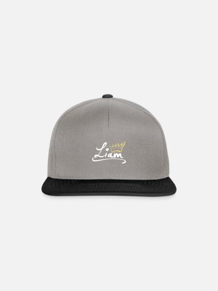 Krone Name Namensschild Liam - Snapback Cap - Graphit/Schwarz