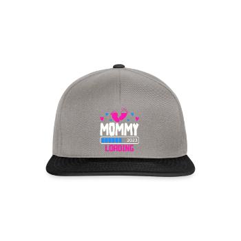 Mama loading 2023, werdende Mutter 2023 - Snapback Cap - Graphit/Schwarz - Vorne