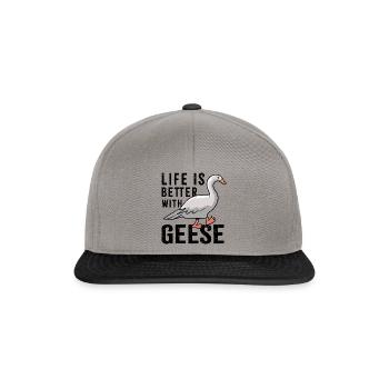 La vie avec les oies, la nature, oiseau, oie - Casquette snapback - gris graphite/noir - Devant