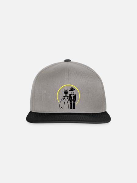 Brautpaar Ehepaar Hochzeit - Snapback Cap - Graphit/Schwarz