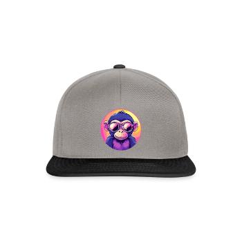 Neon Affe mit Sonnenbrille - Snapback Cap - Graphit/Schwarz - Vorne