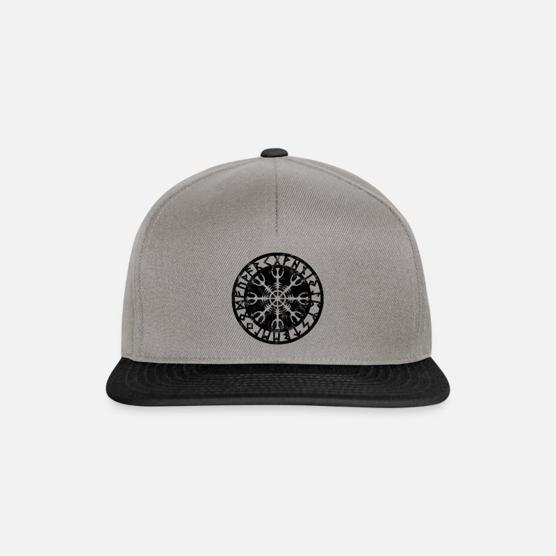 Vintage Helm der Ehrfurcht Awe Viking Symbol Runen - Snapback Cap - Graphit/Schwarz
