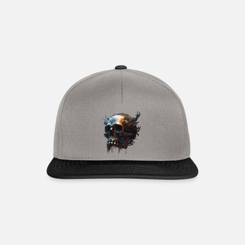 Ein Roboter-Piratenschädel - Snapback Cap - Graphit/Schwarz