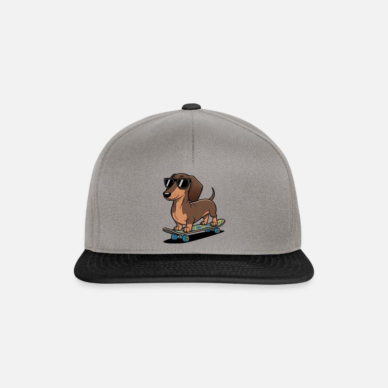 Dachshund on Skateboard - Snapback Cap - Graphit/Schwarz