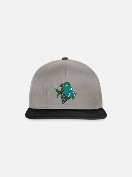 Lustiger Niedlicher Cooler Fisch Piranha - Snapback Cap - Graphit/Schwarz