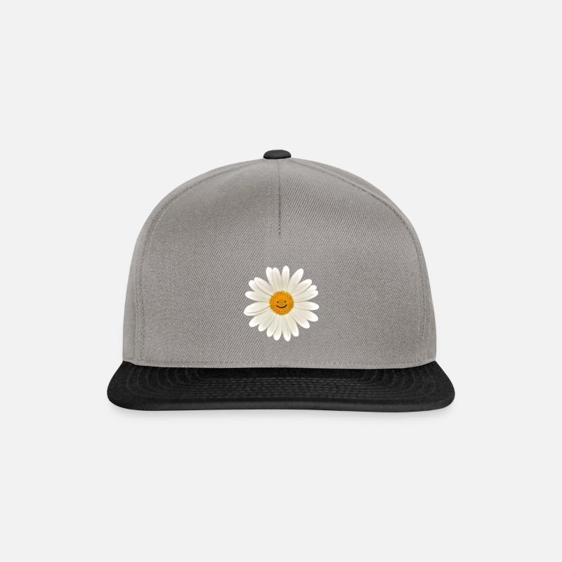 Be happy! Margerite, Blume - Snapback Cap - Graphit/Schwarz