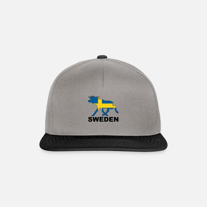 SWEDEN ELK FLAG - Elch Moose Scandinavia Nordic - Snapback Cap - Graphit/Schwarz