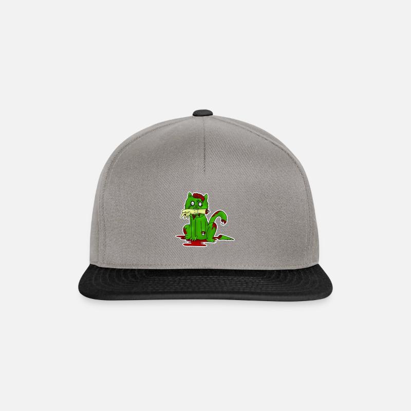 Zombie, Katze, Halloween, Knochen, Geschenkidee - Snapback Cap - Graphit/Schwarz