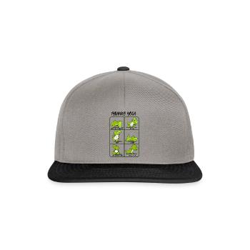 TRex Yoga für Frauen & Männer | Namaste Om Dinosaurier-Licht - Snapback Cap - Graphit/Schwarz - Vorne