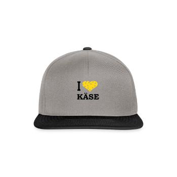 I Love Käse T-Shirt / Ich liebe Käse T-Shirt - Snapback Cap - Graphit/Schwarz - Vorne
