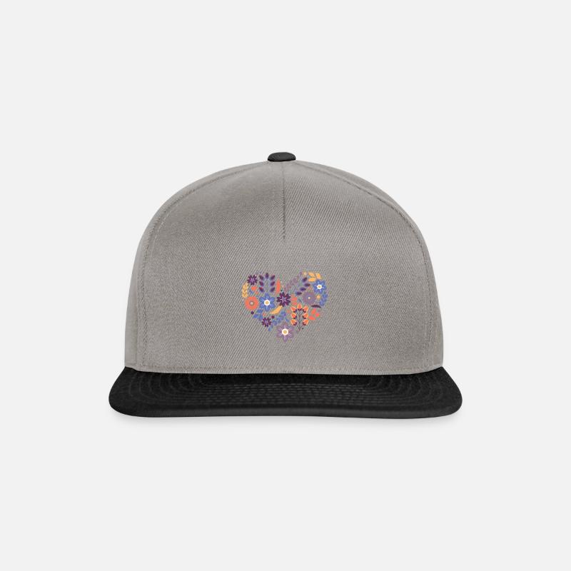 Flower Heart - Snapback Cap - graphite/black