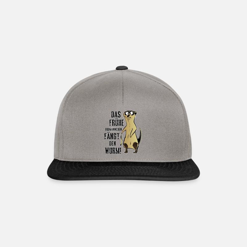 DAS FRÜHE ERDMÄNNCHEN FÄNGT DEN WURM! - Snapback Cap - Graphit/Schwarz
