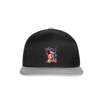 Happy Cute Dog Puppy chien avec la couleur de l'art - Casquette snapback - noir/gris - Devant