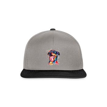 Happy Cute Dog Puppy chien avec la couleur de l'art - Casquette snapback - gris graphite/noir - Devant