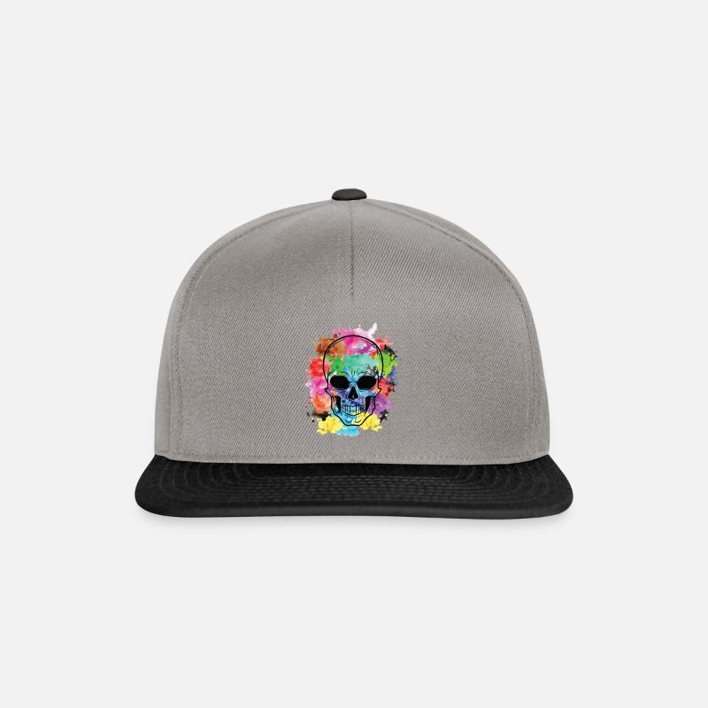Bunter Totenkopf - Snapback Cap - Graphit/Schwarz