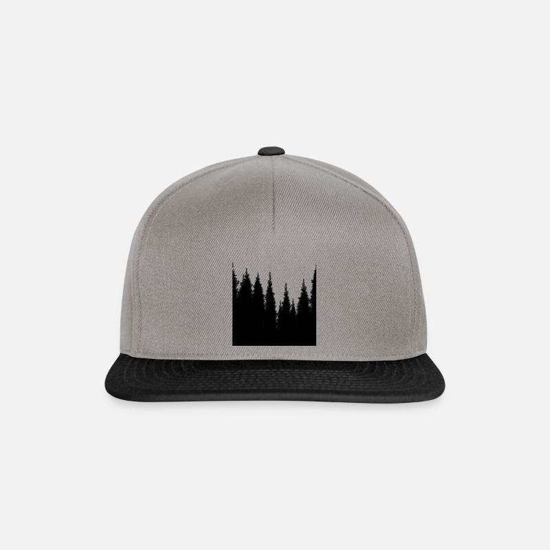 Pine Tree Forest Happy Camper Mountain Camping Hik - Snapback Cap - graphite/black