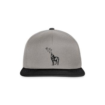 Wolf und Schmetterlinge - Snapback Cap - Graphit/Schwarz - Vorne