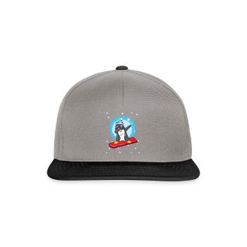 Snowboard dab penguin dabbing - Snapback Cap - graphite/black - Front
