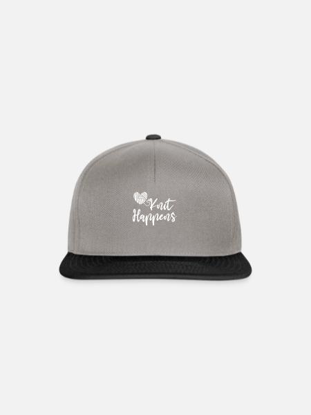 Stricken Wolle Nähen Sticken Knit Happens - Snapback Cap - Graphit/Schwarz