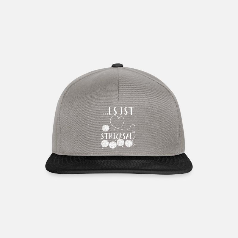 Stricken Wolle Handarbeit Es ist Stricksal - Snapback Cap - Graphit/Schwarz