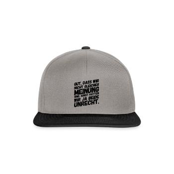 Lustige Sprüche Meinung Bürohumor - Snapback Cap - Graphit/Schwarz - Vorne