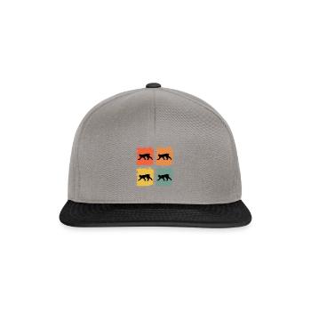 Luchs Wildtier Tier Retro Pop Art Geschenkidee - Snapback Cap - Graphit/Schwarz - Vorne