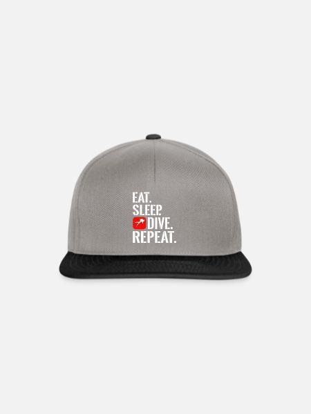 Tauchen Eat Sleep Dive Repeat Geschenk Spruch - Snapback Cap - Graphit/Schwarz