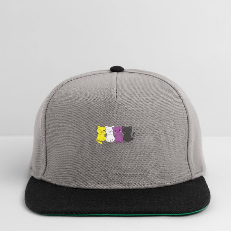 Nonbinary Flag Non Binary Pride LGBTQ cute cat Snapback Cap