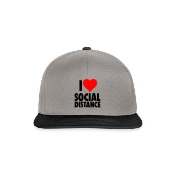 I Love Social Distance - Snapback Cap - graphite/black - Front