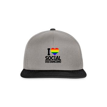 I Love Social Distancing LGBT Gay Pride Rainbow - Snapback Cap - graphite/black - Front