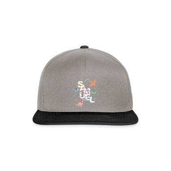 Samuel - Beautiful boy name with cute dinosaurs - Snapback Cap - graphite/black - Front