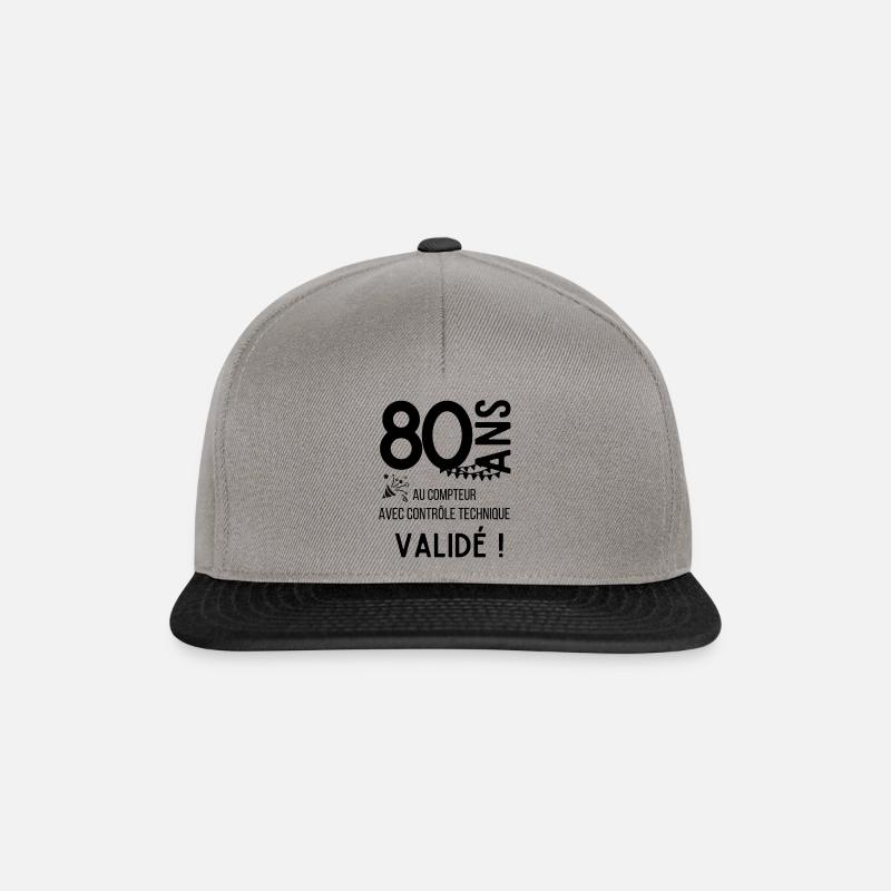 80 ans au compteur avec contrôle technique validé - Casquette snapback - gris graphite/noir