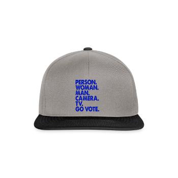 Person Woman Man Camera TV Go Vote - Snapback Cap - graphite/black - Front