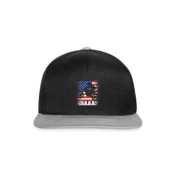 Braaap Vintage USA Drapeau Américain Dirt Bike - Casquette snapback - noir/gris - Devant