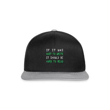 Computerarbeit Computerfreak Programmierung Coding - Snapback Cap - Schwarz/Grau - Vorne