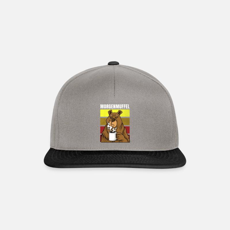 Morgenmuffel Bär mit Kaffee - Snapback Cap - Graphit/Schwarz