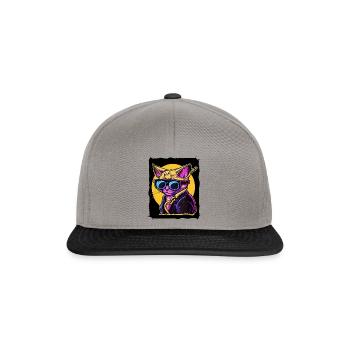 Katze mit Sonnenbrille - Snapback Cap - Graphit/Schwarz - Vorne