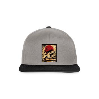 Neunschwänziger Fuchs Japanische Retro Kunst - Snapback Cap - Graphit/Schwarz - Vorne