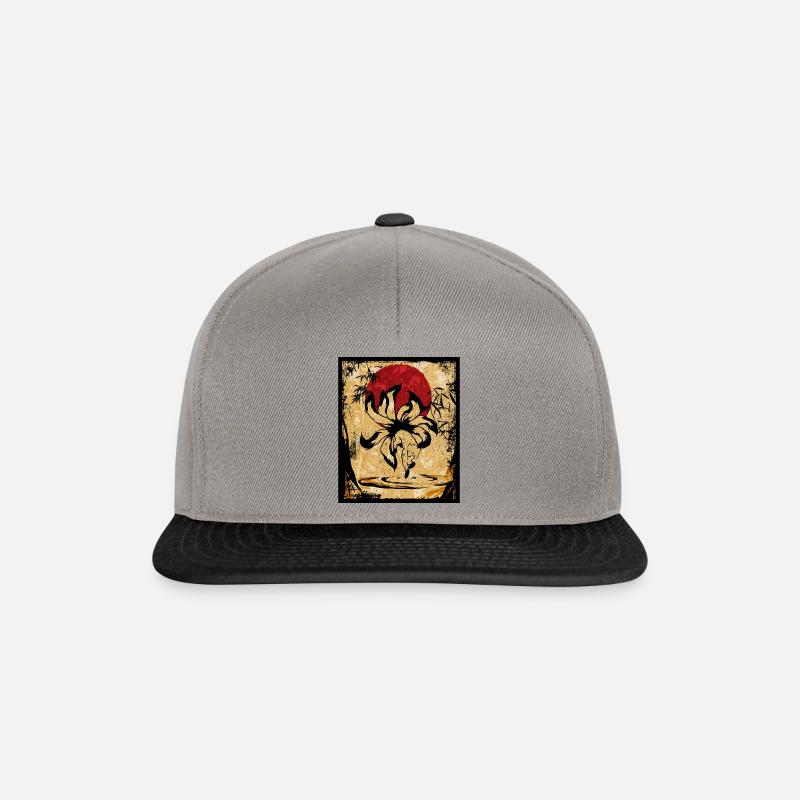 Nine-Tailed Fox Japanese Retro Art - Snapback Cap - graphite/black