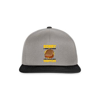Waffle Eating Ironic Quote Thinking About Waffles - Snapback Cap - graphite/black - Front