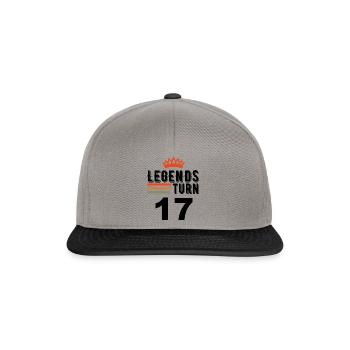 17 Geburtstag, Legenden werden 17 Jahre alt - Snapback Cap - Graphit/Schwarz - Vorne