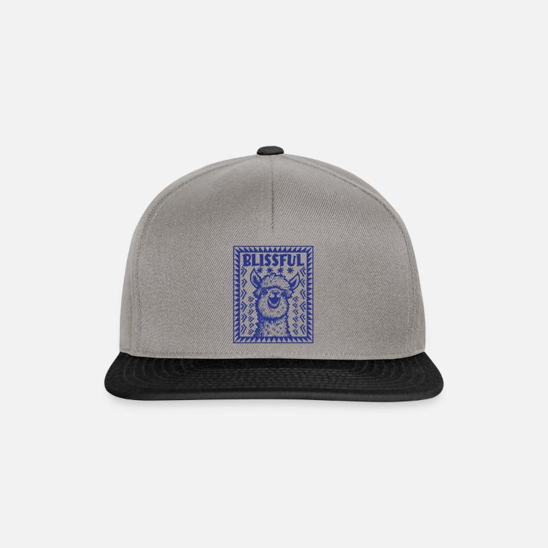 Blissful Happy Face Alpaca - Snapback Cap - graphite/black
