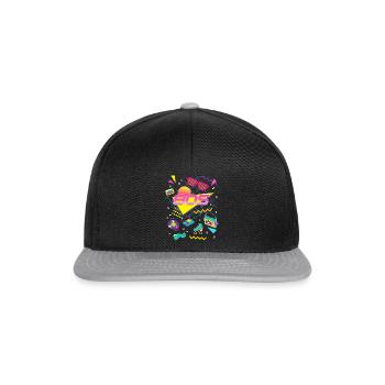 80s Themed Party Costume Outfit - Snapback Cap - black/grey - Front